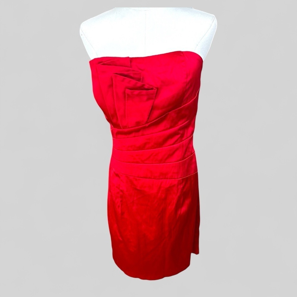 Jessica McClintock Gunne Sax Sz 7 JR vintage Vibrant Red Strapless mini Dress‎